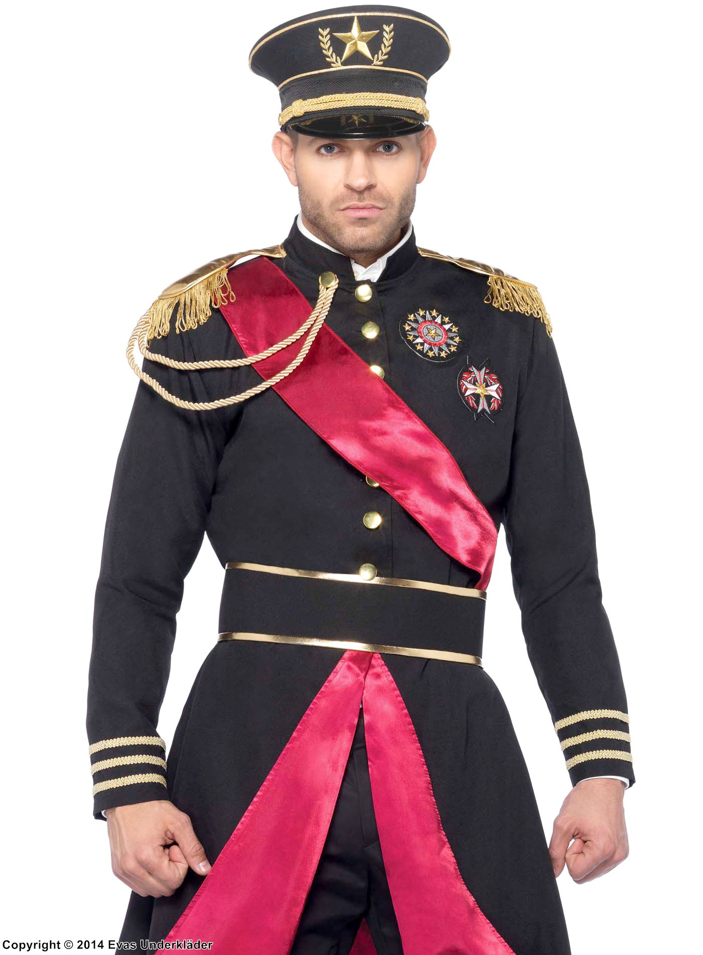 Military general, costume jacket, sash, epaulette
